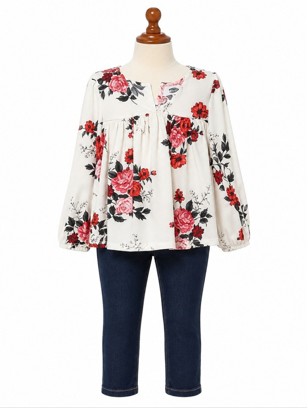 OLD NAVY | Flowy Long-sleeve Floral Top & Ballerina 24/7 Skinny Utility Jeggings